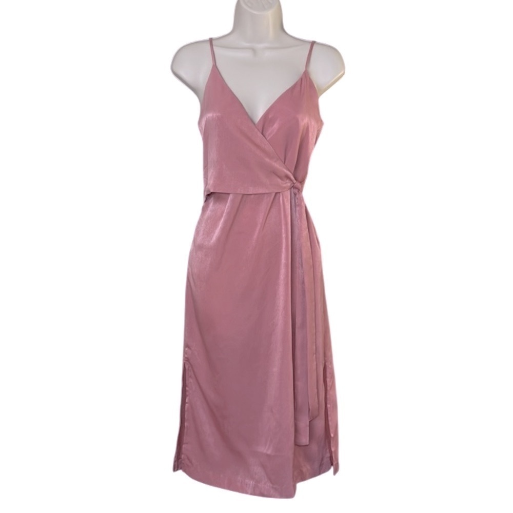 J.O.A. Just One Answer Midi Faux Wrap Dress Pink Size XS